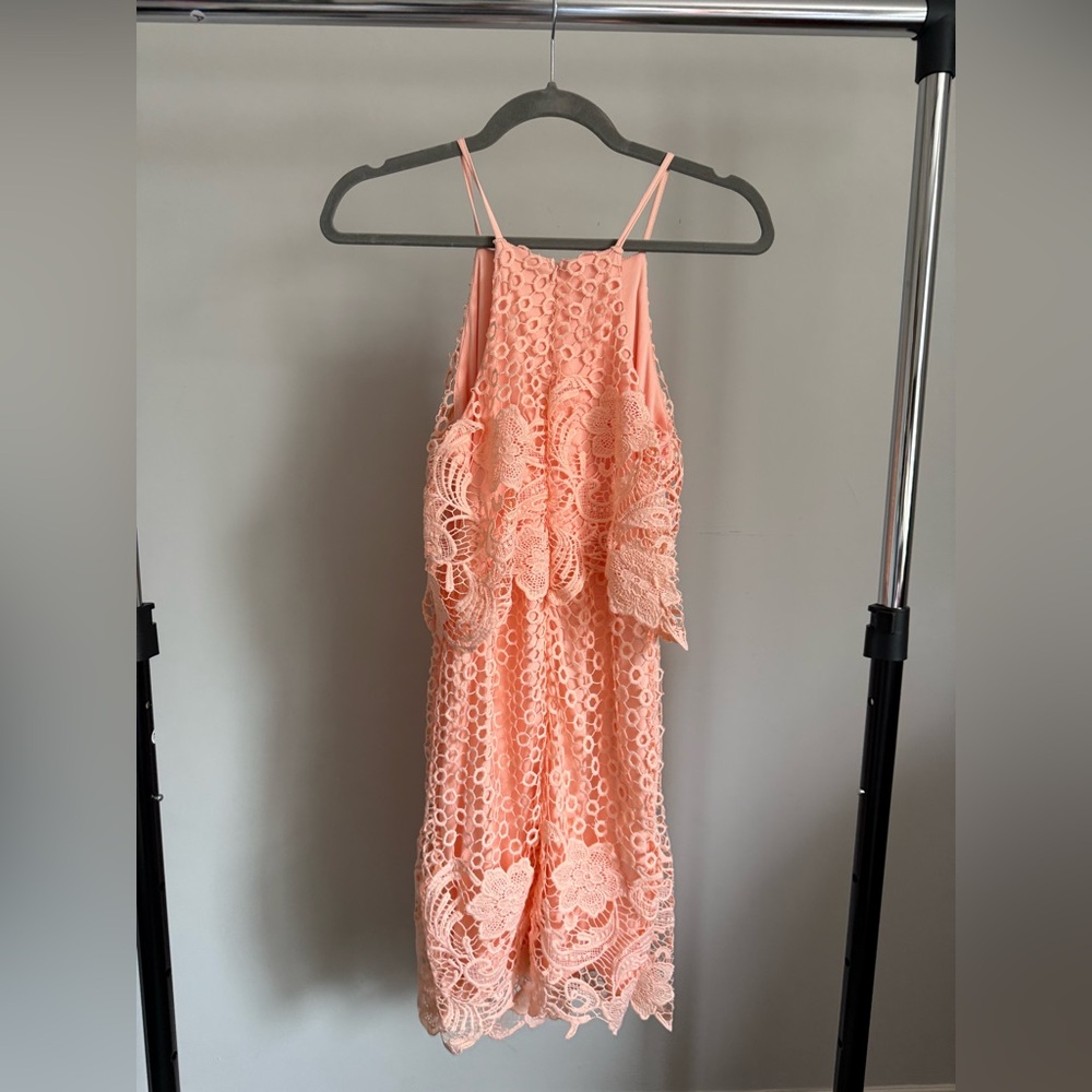 BB Dakota Peach Lace Midi Dress - Picture 3 of 5